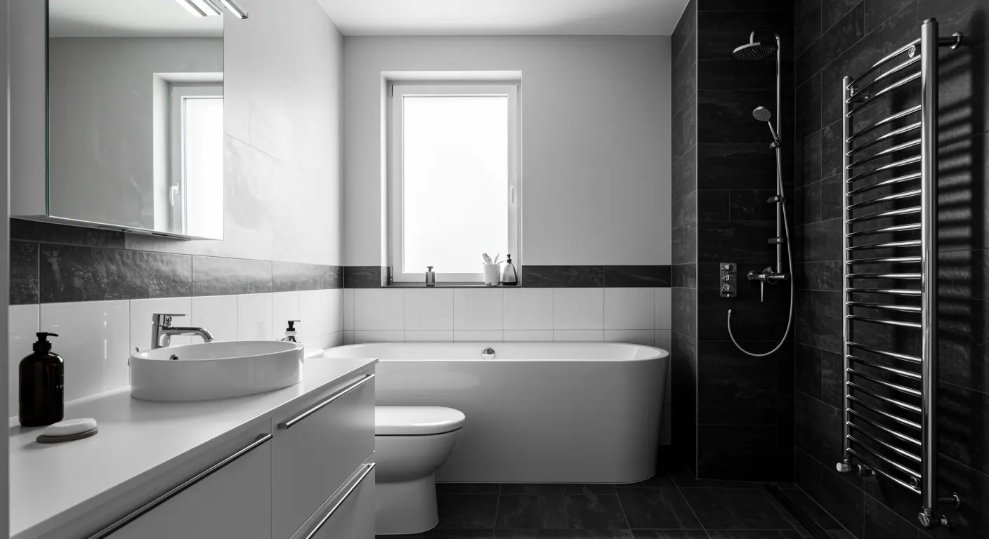 czerń i biel w łazience