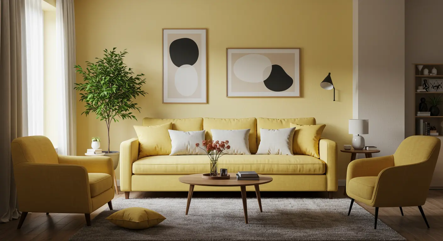 żółty kolor w salonie
